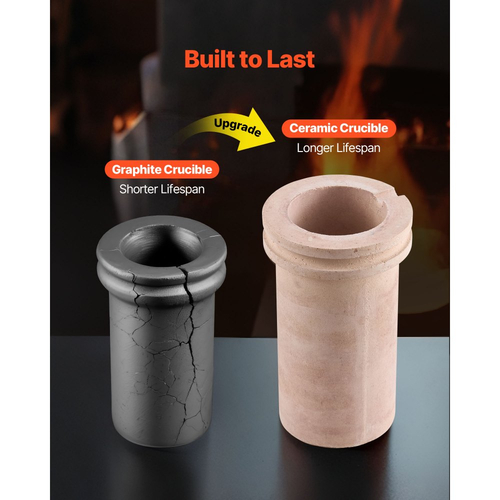 Ηλεκτρικός φούρνος τήξης VEVOR, κιτ ηλεκτρικού φούρνου τήξης 1500W, μηχανή τήξης μετάλλων 2102℉/1150℃ με κεραμικό χωνευτήριο 5kg, κιτ τήξης χρυσού για κατασκευή κοσμημάτων, μεταλλικές ράβδοι, μεταλλικά εξαρτήματα