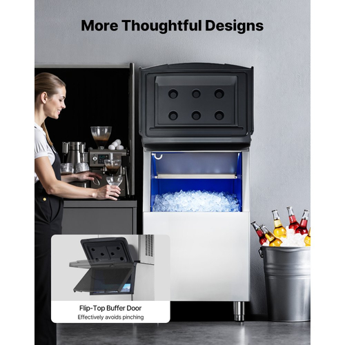 Κάδος αποθήκευσης πάγου VEVOR Επαγγελματικός, Κάδος πάγου χωρητικότητας 113 κιλών, Κάδος αποθήκευσης πάγου από ανοξείδωτο χάλυβα με ρυθμιζόμενα αντιολισθητικά πόδια από καουτσούκ, κατάλληλος για εστιατόρια, ξενοδοχεία και καταστήματα ποτών