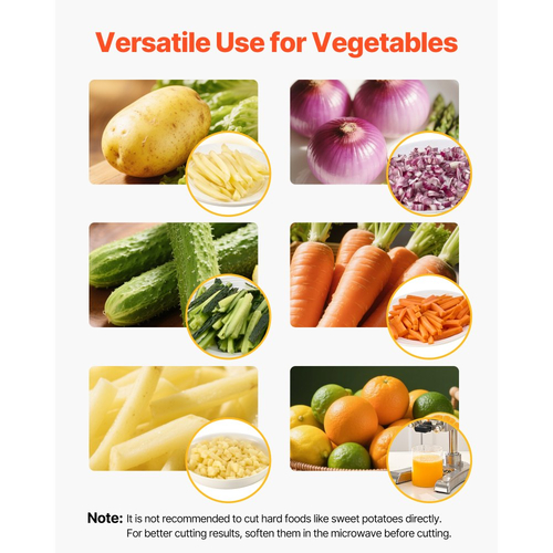 Κόφτης Τηγανητών Πατατιών VEVOR Επαγγελματικός, Κόφτης Λαχανικών και Φρούτων από Ανοξείδωτο Ατσάλι με 3 Ανταλλακτικές Λεπίδες 12,7mm 9,5mm 6,4mm και Λεπίδα Χυμού, Χειροκίνητος Κόφτης Πατάτας σε Κύβους για Εστιατόρια & Οικιακή Κουζίνα