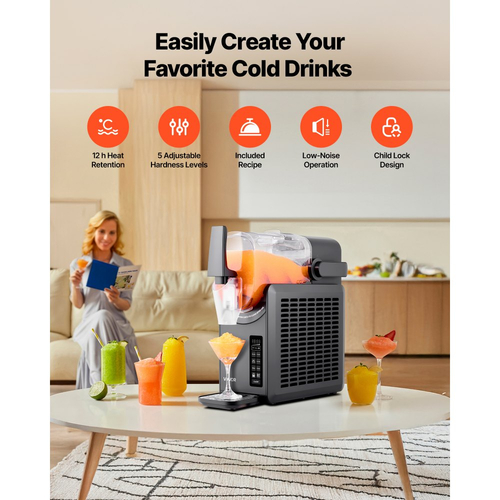 Μηχανή για γλάστρες VEVOR, Μηχανή για γλάστρες 2,6L/88oz χωρίς πάγο για το σπίτι, Μηχανή για παγωμένα ποτά με 5 προκαθορισμένα προγράμματα, Μηχανή Margarita με αυτοκαθαρισμό, παγωμένες Margaritas, φραπέ, μιλκσέικ και άλλα