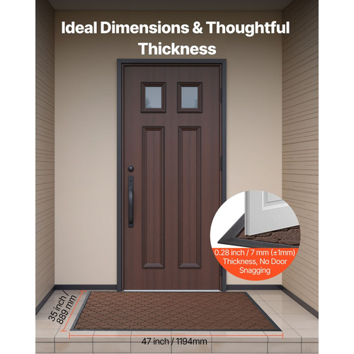 Πατάκι εισόδου VEVOR, 1194 x 889 mm Εμπορικό πατάκι δαπέδου για εσωτερικούς και εξωτερικούς χώρους, Μοντέρνο κομψό χαλί με υπόστρωμα TPE, Βαρέως τύπου πλενόμενο βιομηχανικό χαλί εισόδου για διάδρομο, μπαλκόνι, γκαράζ, καφέ