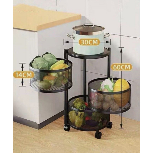 Τροχήλατη ραφιέρα τροφίμων κουζίνας 3 επιπέδων - 1017-3 - 522015
