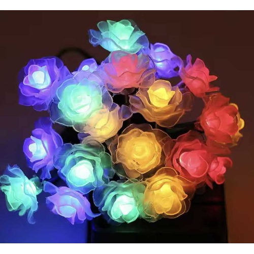 Ηλιακή γιρλάντα φωτισμού LED - Τριαντάφυλλο - 5m+1m - 20D - 152905 - RGB