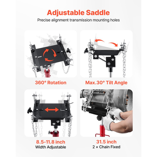 Υδραυλικός γρύλος μετάδοσης κίνησης VEVOR, ανυψωτική ικανότητα 1100 λίβρες / 0,5 τόνοι, τηλεσκοπικός γρύλος μετάδοσης κίνησης με πεντάλ ποδιού, περιστρεφόμενος τροχός 360°, ύψος ανύψωσης 127-202 cm, ανυψωτικός βραχίονας για γκαράζ/καταστήματα