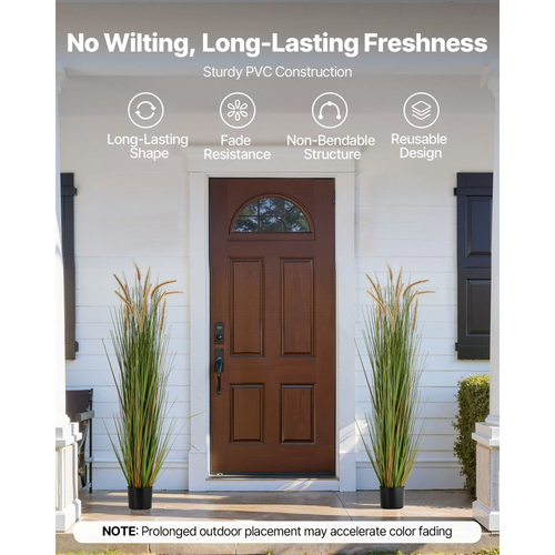 Τεχνητό φυτό χόρτου VEVOR, 2 συσκευασίες 1499 χιλιοστών καλαμιού αλογοουράς σε γλάστρα, Premium PVC Faux ψεύτικο φυτό θάμνων πρασίνου για εσωτερικούς χώρους, εξωτερικό σπίτι, κήπο, γραφείο, διακόσμηση δωματίου, εγκαίνια σπιτιού, πράσινο