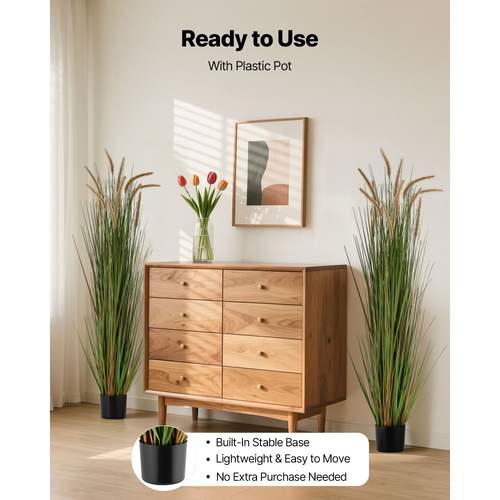 Τεχνητό φυτό χόρτου VEVOR, 2 συσκευασίες 1499 χιλιοστών καλαμιού αλογοουράς σε γλάστρα, Premium PVC Faux ψεύτικο φυτό θάμνων πρασίνου για εσωτερικούς χώρους, εξωτερικό σπίτι, κήπο, γραφείο, διακόσμηση δωματίου, εγκαίνια σπιτιού, πράσινο