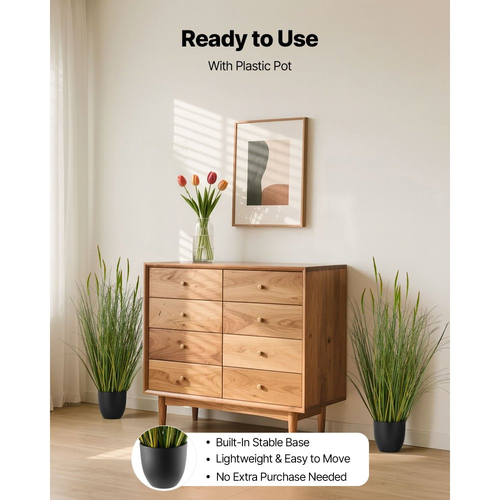 Τεχνητό φυτό χόρτου VEVOR, 2 συσκευασίες χόρτου Cattail 889mm σε γλάστρα, Premium PVC Faux Faux Greenery Plant για εσωτερική, εξωτερική, κατοικία, κήπο, γραφείο, διακόσμηση δωματίου, εγκαίνια σπιτιού, πράσινο