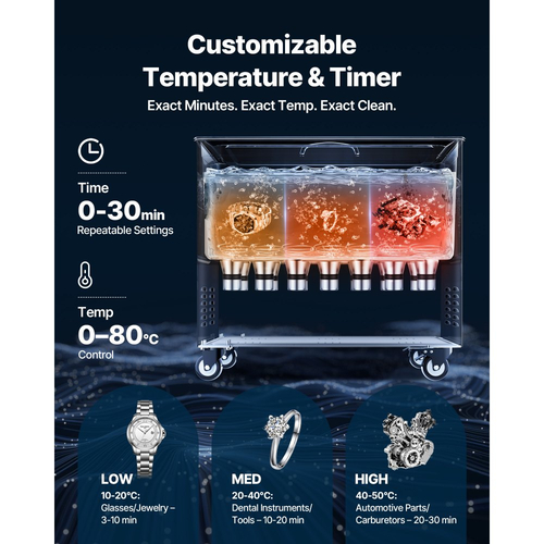 VEVOR 50L Υπερήχων Καθαριστικό, Επαγγελματικό Υπερήχων Καθαριστικό με Καλάθι Καθαρισμού & Ψηφιακή Οθόνη, Μεγάλο Ανοξείδωτο Μηχανή Καθαρισμού 840W με Τροχούς για Βιομηχανικά Ανταλλακτικά, Καρμπυρατέρ