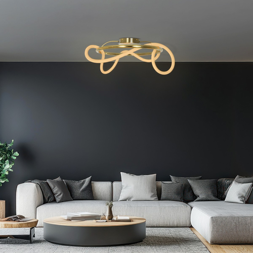 kelvo® GLOW KLV-101-0149 Φωτιστικό Οροφής LED 34W 3400lm 360° AC 220-240V IP20 Ρυθμιζόμενο Λευκό CCT με Χειριστήριο από 2700K έως 6000K Dimmable - Lumileds SMD Chip - Χρυσό Πλατίνα - Μ60 x Π60 x Υ30cm - 3 Χρόνια Εγγύηση