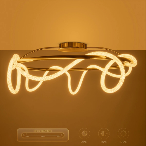 kelvo® GLOW KLV-101-0150 Φωτιστικό Οροφής LED 65W 6500lm 360° AC 220-240V IP20 Ρυθμιζόμενο Λευκό CCT με Χειριστήριο από 2700K έως 6000K Dimmable - Lumileds SMD Chip - Χρυσό Πλατίνα - Μ100 x Π100 x Υ30cm - 3 Χρόνια Εγγύηση