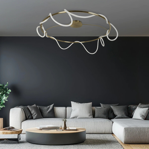 kelvo® GLOW KLV-101-0151 Φωτιστικό Οροφής LED 89W 8900lm 360° AC 220-240V IP20 Ρυθμιζόμενο Λευκό CCT με Χειριστήριο από 2700K έως 6000K Dimmable - Lumileds SMD Chip - Χρυσό Πλατίνα - Μ150 x Π150 x Υ30cm - 3 Χρόνια Εγγύηση