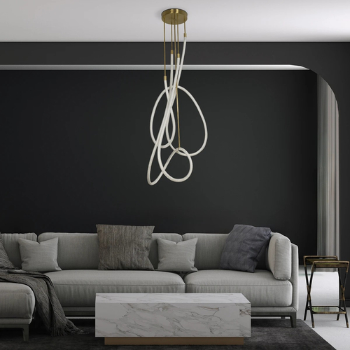 kelvo® GLOW KLV-101-0154 Φωτιστικό Οροφής LED 85W 8500lm 360° AC 220-240V IP20 Ρυθμιζόμενο Λευκό CCT με Χειριστήριο από 2700K έως 6000K Dimmable - Lumileds SMD Chip - Χρυσό Πλατίνα - Μ100 x Π100 x Υ140cm - 3 Χρόνια Εγγύηση