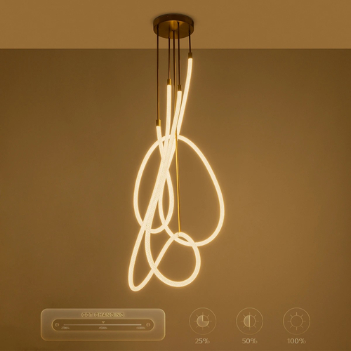 kelvo® GLOW KLV-101-0154 Φωτιστικό Οροφής LED 85W 8500lm 360° AC 220-240V IP20 Ρυθμιζόμενο Λευκό CCT με Χειριστήριο από 2700K έως 6000K Dimmable - Lumileds SMD Chip - Χρυσό Πλατίνα - Μ100 x Π100 x Υ140cm - 3 Χρόνια Εγγύηση