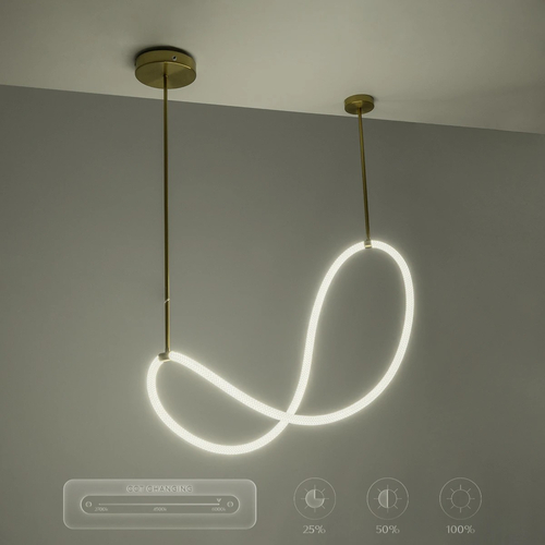 kelvo® GLOW KLV-101-0156 Κρεμαστό Φωτιστικό Οροφής LED 34W 3400lm 360° AC 220-240V IP20 Ρυθμιζόμενο Λευκό CCT με Χειριστήριο από 2700K έως 6000K Dimmable - Lumileds SMD Chip - Χρυσό Πλατίνα - Μ20 x Π35 x Υ120cm - 3 Χρόνια Εγγύηση