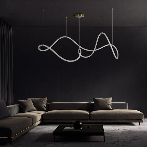 kelvo® GLOW KLV-101-0157 Κρεμαστό Φωτιστικό Οροφής LED 65W 6500lm 360° AC 220-240V IP20 Ρυθμιζόμενο Λευκό CCT με Χειριστήριο από 2700K έως 6000K Dimmable - Lumileds SMD Chip - Χρυσό Πλατίνα - Μ150 x Π70 x Υ90cm - 3 Χρόνια Εγγύηση