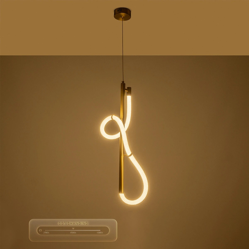 kelvo® GLOW KLV-101-0160 Κρεμαστό Φωτιστικό Οροφής LED 24W 2400lm 360° AC 220-240V IP20 Ρυθμιζόμενο Λευκό CCT με On/Off 2700K/4500K/6000K - Lumileds SMD Chip - Χρυσό Πλατίνα - Μ30 x Π17 x Υ66cm - 3 Χρόνια Εγγύηση