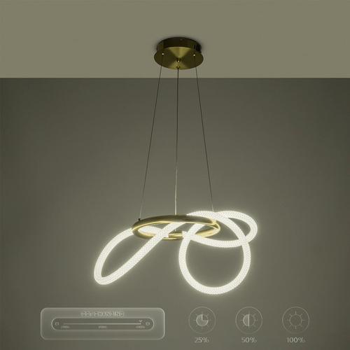 kelvo® GLOW KLV-101-0161 Κρεμαστό Φωτιστικό Οροφής LED 30W 3000lm 360° AC 220-240V IP20 Ρυθμιζόμενο Λευκό CCT με Χειριστήριο από 2700K έως 6000K Dimmable - Lumileds SMD Chip - Χρυσό Πλατίνα - Μ40 x Π40 x Υ30cm - 3 Χρόνια Εγγύηση