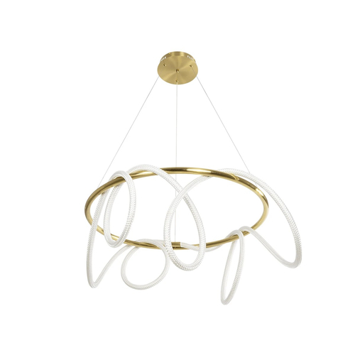 kelvo® GLOW KLV-101-0164 Κρεμαστό Φωτιστικό Οροφής LED 69W 6900lm 360° AC 220-240V IP20 Ρυθμιζόμενο Λευκό CCT με Χειριστήριο από 2700K έως 6000K Dimmable - Lumileds SMD Chip - Χρυσό Πλατίνα - Μ100 x Π100 x Υ40cm - 3 Χρόνια Εγγύηση