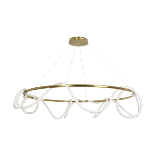 kelvo® GLOW KLV-101-0165 Κρεμαστό Φωτιστικό Οροφής LED 100W 10000lm 360° AC 220-240V IP20 Ρυθμιζόμενο Λευκό CCT με Χειριστήριο από 2700K έως 6000K Dimmable - Lumileds SMD Chip - Χρυσό Πλατίνα - Μ150 x Π150 x Υ100cm - 3 Χρόνια Εγγύηση