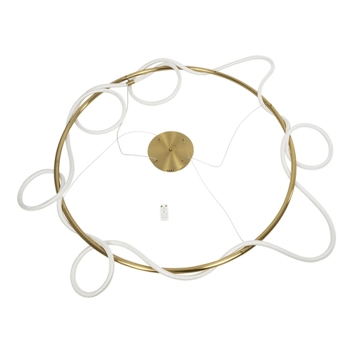 kelvo® GLOW KLV-101-0165 Κρεμαστό Φωτιστικό Οροφής LED 100W 10000lm 360° AC 220-240V IP20 Ρυθμιζόμενο Λευκό CCT με Χειριστήριο από 2700K έως 6000K Dimmable - Lumileds SMD Chip - Χρυσό Πλατίνα - Μ150 x Π150 x Υ100cm - 3 Χρόνια Εγγύηση