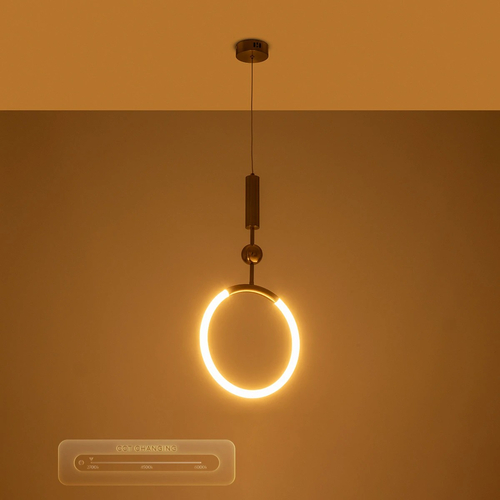 kelvo® GLOW KLV-101-0175 Κρεμαστό Φωτιστικό Οροφής LED 18W 1800lm 360° AC 220-240V IP20 Ρυθμιζόμενο Λευκό CCT με On/Off 2700K/4500K/6000K - Lumileds SMD Chip - Χρυσό Πλατίνα - Μ30 x Π6 x Υ60cm - 3 Χρόνια Εγγύηση