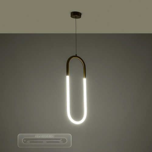 kelvo® GLOW KLV-101-0176 Κρεμαστό Φωτιστικό Οροφής LED 18W 1800lm 360° AC 220-240V IP20 Ρυθμιζόμενο Λευκό CCT με On/Off 2700K/4500K/6000K - Lumileds SMD Chip - Χρυσό Πλατίνα - Μ20 x Π2.5 x Υ60cm - 3 Χρόνια Εγγύηση