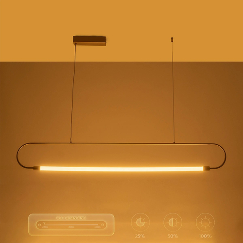 kelvo® GLOW KLV-101-0177 Κρεμαστό Φωτιστικό Οροφής LED 15W 1500lm 360° AC 220-240V IP20 Ρυθμιζόμενο Λευκό CCT με Χειριστήριο από 2700K έως 6000K Dimmable - Lumileds SMD Chip - Χρυσό Πλατίνα - Μ120 x Π3 x Υ17cm - 3 Χρόνια Εγγύηση