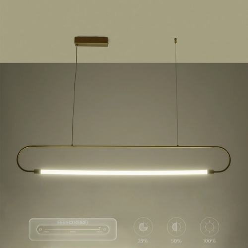 kelvo® GLOW KLV-101-0177 Κρεμαστό Φωτιστικό Οροφής LED 15W 1500lm 360° AC 220-240V IP20 Ρυθμιζόμενο Λευκό CCT με Χειριστήριο από 2700K έως 6000K Dimmable - Lumileds SMD Chip - Χρυσό Πλατίνα - Μ120 x Π3 x Υ17cm - 3 Χρόνια Εγγύηση