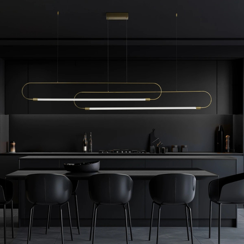 kelvo® GLOW KLV-101-0178 Κρεμαστό Φωτιστικό Οροφής LED 28W 2800lm 360° AC 220-240V IP20 Ρυθμιζόμενο Λευκό CCT με Χειριστήριο από 2700K έως 6000K Dimmable - Lumileds SMD Chip - Χρυσό Πλατίνα - Μ167 x Π7 x Υ24cm - 3 Χρόνια Εγγύηση