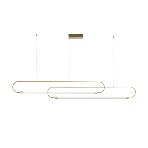 kelvo® GLOW KLV-101-0178 Κρεμαστό Φωτιστικό Οροφής LED 28W 2800lm 360° AC 220-240V IP20 Ρυθμιζόμενο Λευκό CCT με Χειριστήριο από 2700K έως 6000K Dimmable - Lumileds SMD Chip - Χρυσό Πλατίνα - Μ167 x Π7 x Υ24cm - 3 Χρόνια Εγγύηση