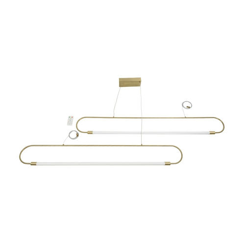 kelvo® GLOW KLV-101-0178 Κρεμαστό Φωτιστικό Οροφής LED 28W 2800lm 360° AC 220-240V IP20 Ρυθμιζόμενο Λευκό CCT με Χειριστήριο από 2700K έως 6000K Dimmable - Lumileds SMD Chip - Χρυσό Πλατίνα - Μ167 x Π7 x Υ24cm - 3 Χρόνια Εγγύηση