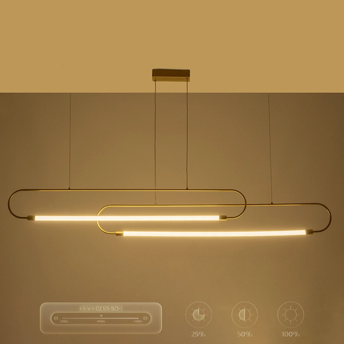 kelvo® GLOW KLV-101-0178 Κρεμαστό Φωτιστικό Οροφής LED 28W 2800lm 360° AC 220-240V IP20 Ρυθμιζόμενο Λευκό CCT με Χειριστήριο από 2700K έως 6000K Dimmable - Lumileds SMD Chip - Χρυσό Πλατίνα - Μ167 x Π7 x Υ24cm - 3 Χρόνια Εγγύηση