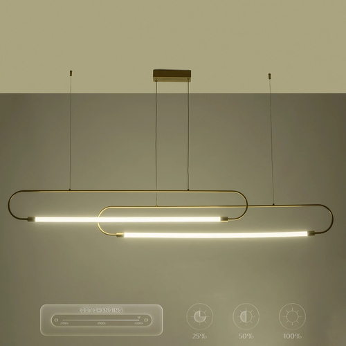 kelvo® GLOW KLV-101-0178 Κρεμαστό Φωτιστικό Οροφής LED 28W 2800lm 360° AC 220-240V IP20 Ρυθμιζόμενο Λευκό CCT με Χειριστήριο από 2700K έως 6000K Dimmable - Lumileds SMD Chip - Χρυσό Πλατίνα - Μ167 x Π7 x Υ24cm - 3 Χρόνια Εγγύηση