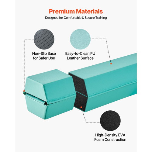 VEVOR 8FT Πτυσσόμενη Δοκός Ισορροπίας για Παιδιά, Σταθερή Δοκός Γυμναστικής με Στήριγμα 90,7 KG με Αντιολισθητικά Πατάκια, Εξοπλισμός Γυμναστικής με Αντιολισθητικό Πάτο και Τσάντα Μεταφοράς για Γυμναστική στο Σπίτι, Πράσινο της Μέντας