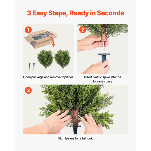 Τεχνητά κυπαρίσσια VEVOR με στάχυ εδάφους, 2 σετ 406 χιλιοστών ψεύτικοι θάμνοι και θάμνοι σε γλάστρες, τεχνητό δέντρο μεταξιού που μοιάζει με αληθινό για διακόσμηση, μπροστινή βεράντα, εξωτερική εσωτερική βεράντα, κήπο, μπαλκόνι, πίσω αυλή