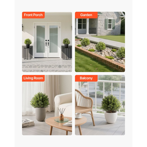 Τεχνητά κυπαρίσσια VEVOR με στάχυ εδάφους, 2 σετ 406 χιλιοστών ψεύτικοι θάμνοι και θάμνοι σε γλάστρες, τεχνητό δέντρο μεταξιού που μοιάζει με αληθινό για διακόσμηση, μπροστινή βεράντα, εξωτερική εσωτερική βεράντα, κήπο, μπαλκόνι, πίσω αυλή