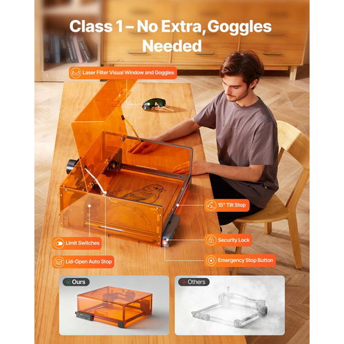 Χαρακτήρας λέιζερ VEVOR, 20W, Μηχανή χάραξης και κοπής λέιζερ με περίβλημα, Μηχανή χάραξης λέιζερ κοπής, 7000 mm/min, επιφάνεια εργασίας 300 x 300 mm, για ξύλο, δέρμα, γυαλί, ορισμένα μέταλλα, κλάση 1