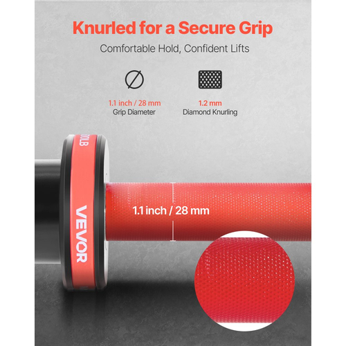 Μπάρα VEVOR 120cm, Κατάλληλη για πλάκες βάρους 2 ιντσών, Μπάρα με ραβδωτή λαβή για προπόνηση δύναμης, άρση βαρών, καθίσματα, άρση θανάτου, πιέσεις πάγκου, κάμψεις, πιέσεις εναέριας κυκλοφορίας, χωρητικότητα 550lbs/226kg