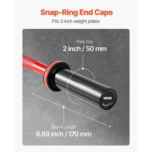 Μπάρα VEVOR 120cm, Κατάλληλη για πλάκες βάρους 2 ιντσών, Μπάρα με ραβδωτή λαβή για προπόνηση δύναμης, άρση βαρών, καθίσματα, άρση θανάτου, πιέσεις πάγκου, κάμψεις, πιέσεις εναέριας κυκλοφορίας, χωρητικότητα 550lbs/226kg