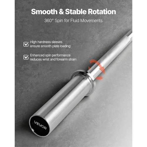 Μπάρα VEVOR 6FT, Ταιριάζει σε πλάκες βάρους 2 ιντσών, Χρωμιωμένη μπάρα με ραβδωτή λαβή για προπόνηση δύναμης, άρση βαρών, καθίσματα, άρση θανάτου, πιέσεις πάγκου, κάμψεις, πιέσεις overhead, χωρητικότητα 500 λίβρες