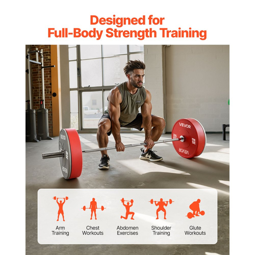 Μπάρα VEVOR 6FT, Ταιριάζει σε πλάκες βάρους 2 ιντσών, Χρωμιωμένη μπάρα με ραβδωτή λαβή για προπόνηση δύναμης, άρση βαρών, καθίσματα, άρση θανάτου, πιέσεις πάγκου, κάμψεις, πιέσεις overhead, χωρητικότητα 500 λίβρες