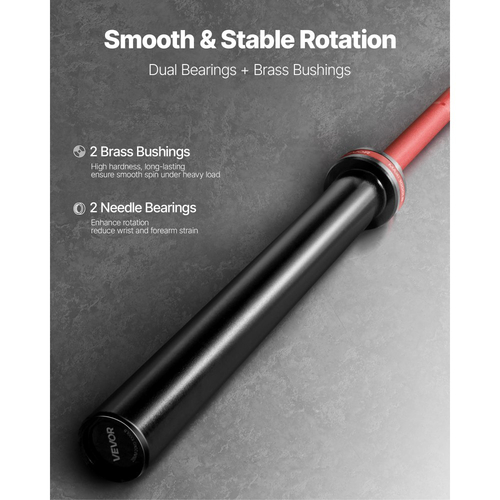 Μπάρα VEVOR 220cm, Κατάλληλη για πλάκες βάρους 2 ιντσών, Μπάρα με ραβδωτή λαβή για προπόνηση δύναμης, άρση βαρών, καθίσματα, άρση θανάτου, πιέσεις πάγκου, κάμψεις, πιέσεις εναέριας κυκλοφορίας, χωρητικότητα 1000lbs/453kg