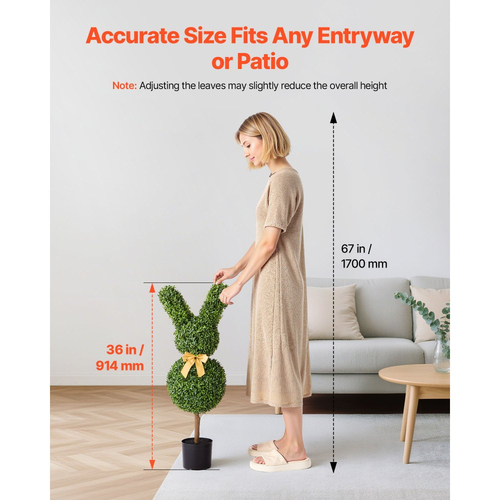 Τεχνητή μπάλα πυξάρι VEVOR σε σχήμα λαγουδάκι, 2 σετ μπάλες φυτών πυξάρι 914 χιλιοστών από ψεύτικο μετάξι, με αληθινή εμφάνιση, εύκολη συναρμολόγηση για διακόσμηση, μπροστινή βεράντα, εξωτερική βεράντα, κήπο, μπαλκόνι, πίσω αυλή, εσωτερική