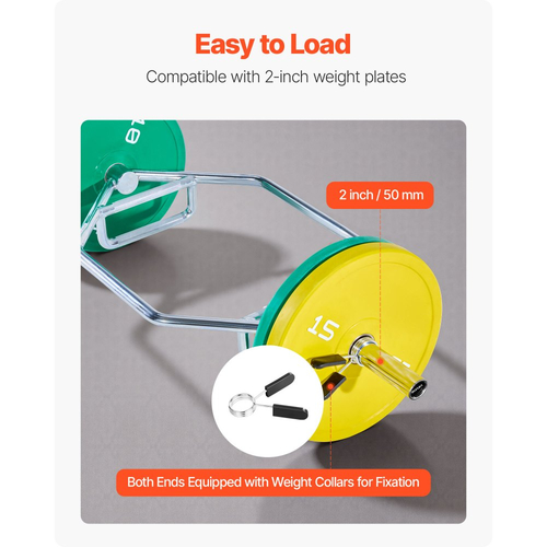 Μπάρα VEVOR Trap Bar Hex, Μπάρα Hex 50mm, Μπάρες ώμων χωρητικότητας 360 kg με λαβές με ραβδώσεις, Εξοπλισμός άρσης βαρών και ενδυνάμωσης, Γυμναστήριο στο σπίτι για καθίσματα, άρσεις θανάτου, πιέσεις ώμων, ασημί