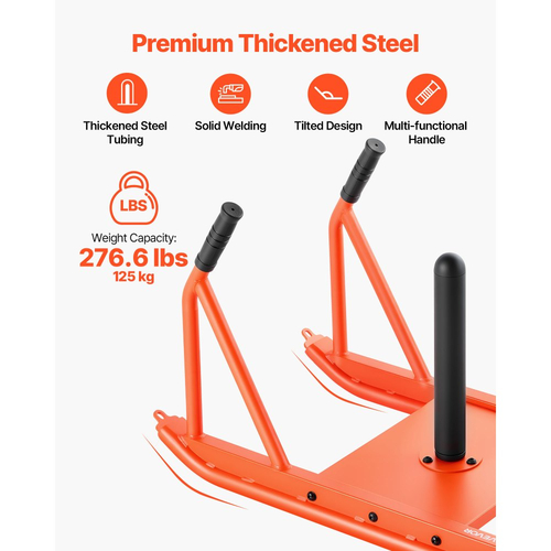 Έλκηθρο Βαρών VEVOR, Ατσάλινο Έλκηθρο Ισχύος, Έλκηθρα Γυμναστικής για Βελτίωση Ταχύτητας Αθλητικής Άσκησης, Εξοπλισμός Γυμναστικής με Λαβή, Συμβατό με Πλάκες Βαρών 25/51 mm, Πορτοκαλί