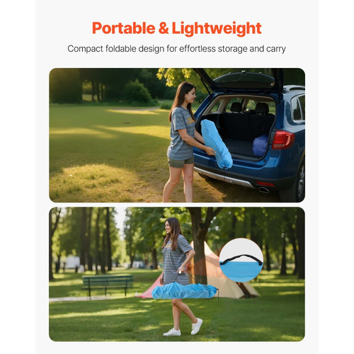 Πτυσσόμενο τραπέζι κάμπινγκ VEVOR, φορητό εξωτερικό ελαφρύ τραπέζι πικνίκ, τραπέζια παραλίας ταξιδιού από ύφασμα Oxford 600D αδιάβροχο καμβά, με 4 θήκες για ποτήρια, τσάντα μεταφοράς, για πικνίκ κάμπινγκ, μπλε