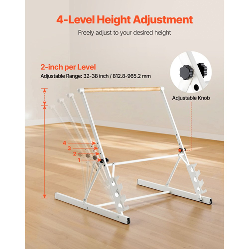 Μπάρα μπαλέτου VEVOR, Ανεξάρτητη φορητή μπάρα μπαλέτου, Εξοπλισμός άσκησης για κοιλιακούς, χέρια, δύναμη και καρδιοαναπνευστική άσκηση, Εύκολη αποθήκευση, πτυσσόμενες μπάρα χορού για διατάσεις, ρυθμιζόμενο ύψος 4 επιπέδων