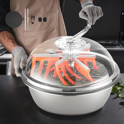 Χλοοκοπτικό VEVOR Bud Leaf Bowl, Χειροκίνητο χλοοκοπτικό 490 mm, με αιχμηρές λεπίδες από ανοξείδωτο ατσάλι, Οπτική κοπή, Υδροπονική μηχανή κοπής υγρής και ξηρής, Στριφτή περιστροφή για φυτά, φύλλα, μπουμπούκια, λουλούδια