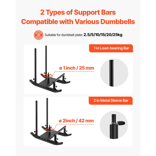 Έλκηθρο Βαρών VEVOR, Ατσάλινο Έλκηθρο Ισχύος, Έλκηθρα Γυμναστικής για Βελτίωση Ταχύτητας Αθλητικής Άσκησης, Εξοπλισμός Γυμναστικής με Λαβή, Συμβατό με Πλάκες Βαρών 25/51 mm, Μαύρο