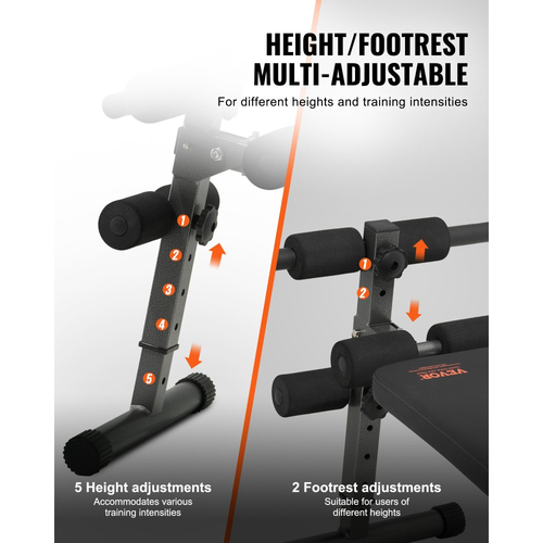 Πάγκος κοιλιακών VEVOR, πτυσσόμενος καμπύλος πάγκος κοιλιακών με 5 ρυθμιζόμενες ρυθμίσεις ύψους, ανθεκτικός χάλυβας, αντιολισθητικός σχεδιασμός, χωρητικότητα 226 κιλών για προπονήσεις γυμναστικής στο σπίτι, προπόνηση ενδυνάμωσης, ολόκληρους μύες σώματος